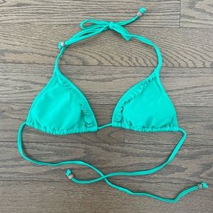 Garage Triangle String Bikini Ruffle Swim Top - Teal/Turquoise